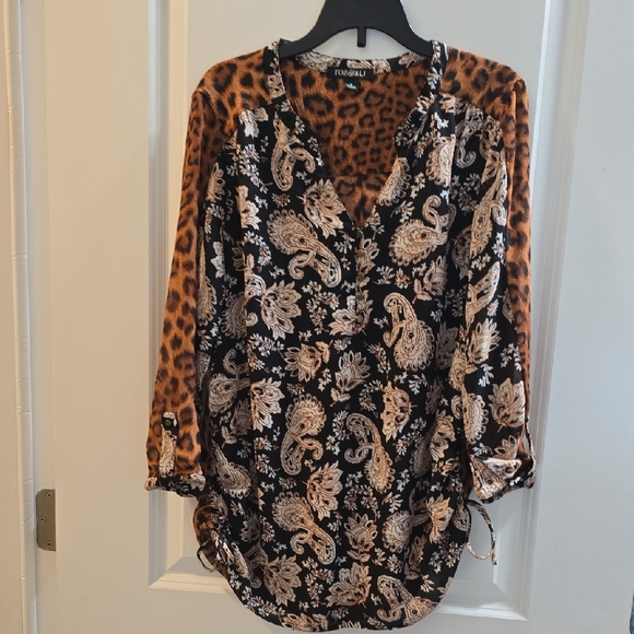 Roz & Ali Tops - Foxcroft Leopard and Paisley Blouse